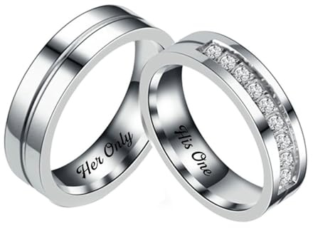 Calefee Eheringe Edelstahl Paarpreis, Ringe Paare 2 Set mit Gravur für Sie und Ihn Bandring Breit 6 mm, Modeschmuck