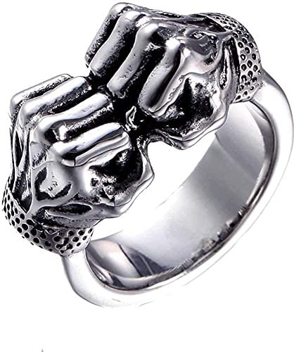 Fingerring, modischer Faust-Sportring für Herren aus Edelstahl, 12 mm, Faust-Box-Power-Ring