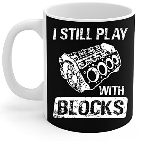 Automechaniker - Vintage Ich Spiele Immer Noch Mit Bauklötzen Autorennen Mechaniker Tasse Einzigartig Kaffeebecher Dauerhaft Geschenktasse Geschenk-Idee Für Männer Kollegen 330 Ml
