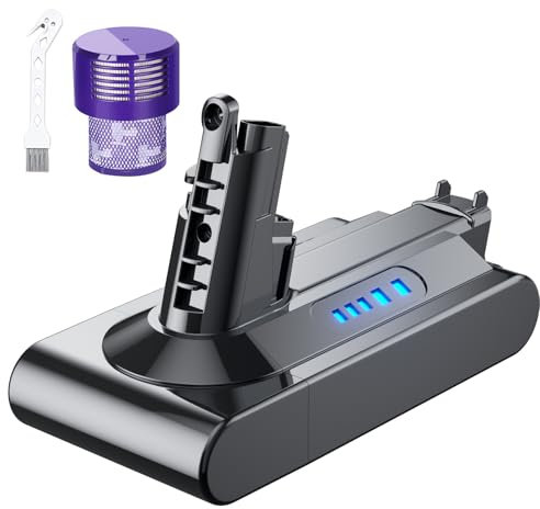 Batterie de Rechange 25,2V 6.0Ah V10 pour aspirateur sans Fil Dyson V10 Animal Absolute Motörhead Fluffy SV12 Total Batterie Li-ION Dyson V109 (Filtre Gratuit + 1 Brosse)