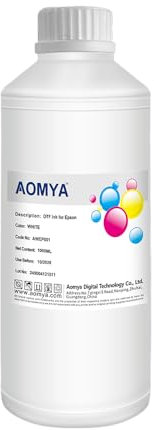 Aomya DTF Tinte 1000ml Weiß Auto-Fill DTF Transfertinte für DTF Film, Nachfülltinte für alle EPN DTF Drucker, ET-8550 ET-8500 DX5 DX7 5113 XP600 I3200 usw. Thermotransfer Druckfarben Set