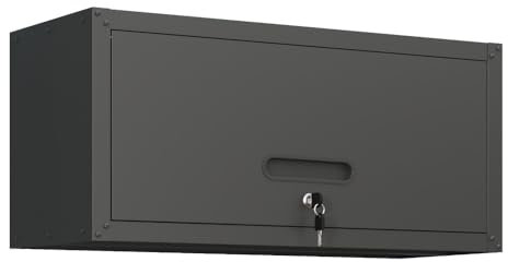 CREASION Armoire à outils murale en métal avec porte et compartiment, étagère murale en métal avec serrure pour garage, atelier, bureau - Respectueux de l'environnement, robuste, nécessaire de montage