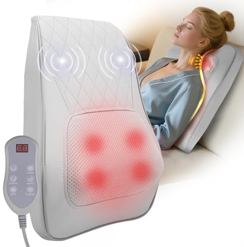 Back Massager with Heat, 3D Kneading Massage Pillow Shiatsu for Pain Relief, Neck Massager 3 Speeds 2 Directions Auto Off, Back Massager for Pain Relief Deep Tissue Home Office Car, Gift for Mom&DAD