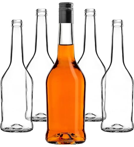 KADAX Lot de 50 bouteilles de liqueur, 500 ml, vides, pour remplir l'huile, le vinaigre, les liqueurs, le vin et les eau-de-vie, bouteilles à jus de fruits, noires