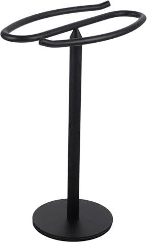 Yardenfun Porte-Serviettes sur Pied INOX Robuste Noir Mat Format Vertical Support Stable pour Serviettes De Salle De Bain Plan De Travail