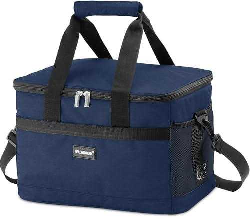 HELDENWERK® Kühltasche groß faltbar bis zu 12h Kühlleistung auslaufsicher | Kühlbox wasserdicht, Lebensmittelecht, Robuste Unterseite, 7 Fächer, Mit Flaschenöffner, Verstärkter Boden, 4-fach Isolierung