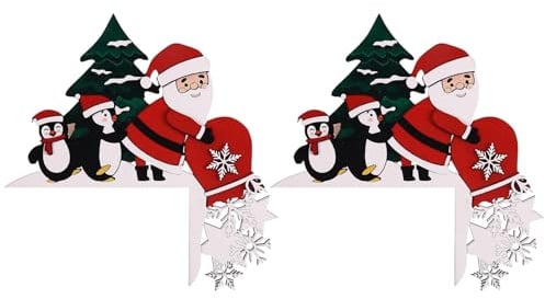 Fangxuee Christmas Door Toppers Decor, Top Door Frame Corner Sign Decorations, Home Frame Decor Ornament for Home Decor C