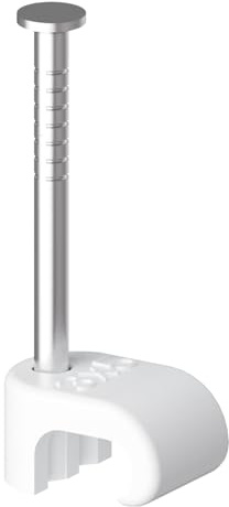 Temolink Kabelschellen, 100 Stück Nagelschellen, 3x5 mm, 304 Edelstahl, Kabelmanagement für Telefon und Ethernetkabel, Stromkabel, Rohr, Weiß
