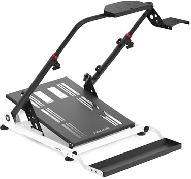 Diablo X-Drive Mini Soporte para volante para simulación de carreras compatible con la mayoría de los modelos altura e inclinación ajustables soporte para palanca de cambios plegable blanco compacto