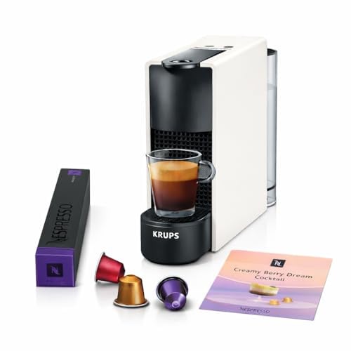 KRUPS Nespresso Essenza Mini, Cafetera de Cápsulas, Blanca | 19 Bares, Compacta, Ultraligera, Fácil de usar, 2 Opciones de café, Funcionamiento automático, XN1101RET