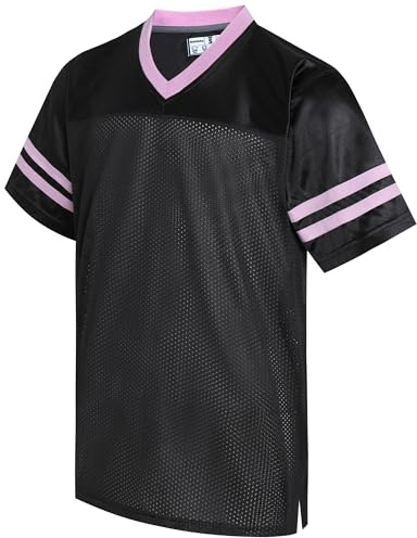Gabiphy American Football Jerseys for Men Women Boys Girls 90s 00s 10s Hip Hop Hipster Shirts Workout Streetwear Black Jersey-Light Pink Stripe Men Size Small