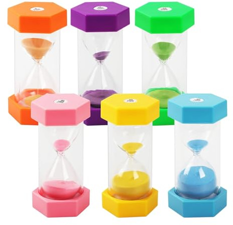 Sitbfoam Set di clessidre colorate 1/3/5/10/15/30 minuti, set di orologi per uova, timer di sabbia, per bambini, lavarsi i denti, Kita, ufficio, decorazione per la casa