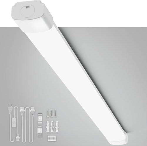LED Feuchtraumleuchte 120CM 36W 4000lm Kaltlweiß 5000K, Plug und Play Wannenleuchte Einfache Montage Feuchtraum Lampe Flach Deckenleuchte Wasserfest IP65 Werkstattlampe für Büro Keller Garage Küche