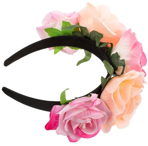 OATIPHO Serrage-tête à Large Bord Grosse Fleur Rose Artificielle en Tissu Synthétique, Bandeau Décoratif pour Cosplay et Fêtes, Accessoire Léger et Délicat pour Soirées et Événements,