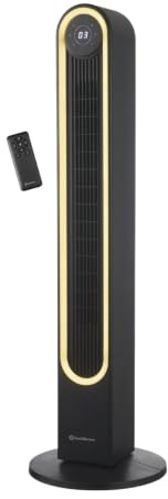 Rediffusion Halo 42 Digital Tower Fan with Warm White Halo Light – Quiet Cooling, 4 Speeds, 3 Modes, 130° Oscillation, 9H Timer, Remote & Touch Control, Matte Black – REDAC06BK