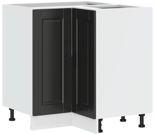 HETFTJN Black Engineered Wood Kitchen Corner Base Cabinet