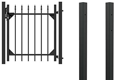 Alberts 510428 Einzeltorset Chaussee, zum Einbetonieren | verschiedene Höhen - wahlweise in verschiedenen Farben | matt-schwarz | Höhe 100 cm | Breite 1 m