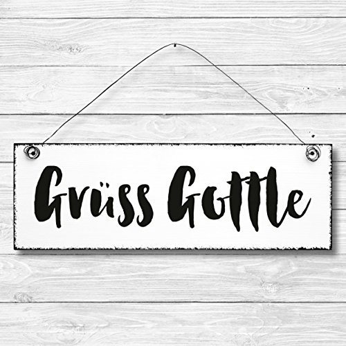 Grüss Gottle - Dekoschild Türschild Wandschild Holz Deko Schild 10x30cm Holzdeko Holzbild Deko Schild Geschenk Mitbringsel Geburtstag Hochzeit Weihnachten
