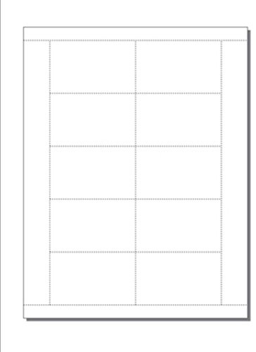Print-Ready Business Cards (2 x 3-1/4), 10-UP, Perfed for Separation on 8-1/2 x 11 White 67lb Vellum Paper - 250 Sheets (2500 Business Cards)