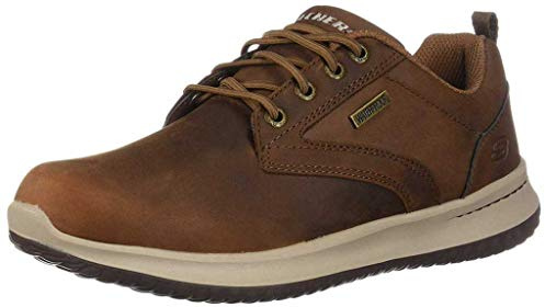 Skechers Delson Antigo, Zapatos Oxford Hombre, Dark Brown Leather, 40 EU