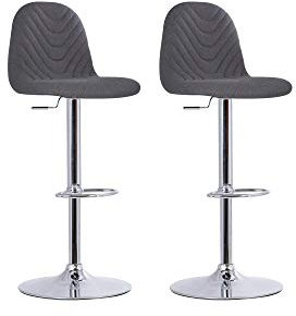 byLIVING Bar-Stuhl 2er-Set Casino/Bar-Hocker mit gepolsterter Sitz-Schale in Anthrazit/Fuß Metall verchromt/Höhenverstellbar/Drehbar/Polster-Stühle / 41x91,5-112x52,5cm (BxHxT)