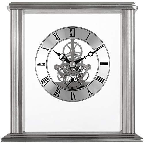 Acctim 36707 Silver Finish Quartz Battery Mantle Mantel Skeleton Mantle Clock 'Vermont'