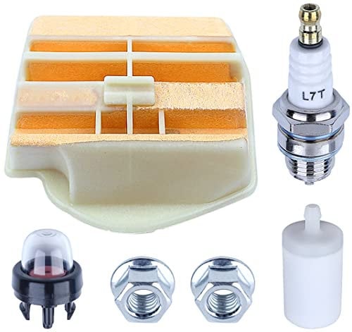 Filtro Aria Kit di Parti per Motosega Husqvarna 450 445 450e 445E 445E-II 450-II Serie, ADEFOL Filtro Aria + Filtro Carburante + Candela + Primer Bulbo + Dado a Stelo 6 in 1