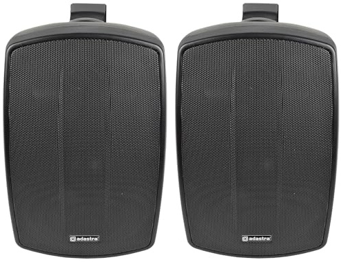 Adastra Weather Resistant Indoor and Outdoor Full Range Speakers Supplied in Pairs, Patio Music, Garden Speakers, Kitchen or Bathroom Audio 100W 5.25 Black