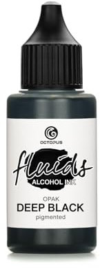 Fluids Alcohol Ink OPAK DEEP Black for Fluid Art and Resin, pigmented, Opaque on Light and Dark substrates