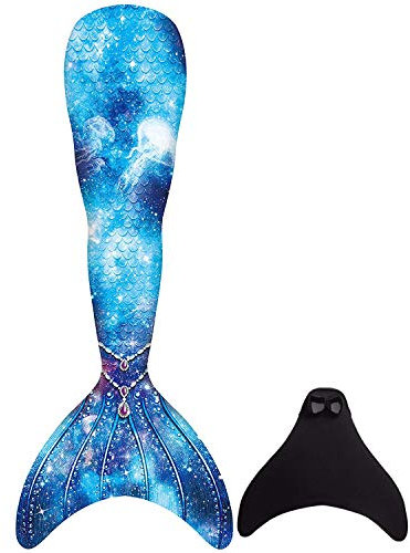 BAWADE Meerjungfrauenflosse für Mädchen – Meerjungfrau Flosse Schwimmen Meerjungfrauenschwanz Passend für 110-170cm Höhe, Mehrfarbig (G-01), 120