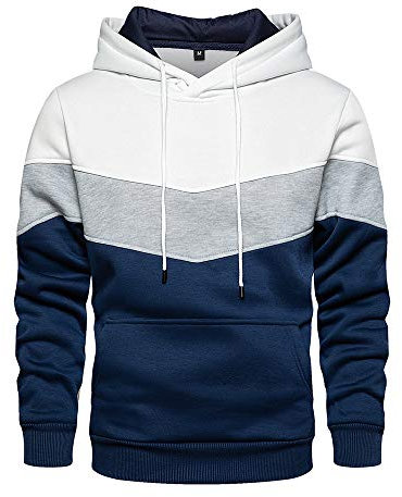 LBL Sweat Homme à Capuche Couleur Vives Pull de Manches Longues Poche Kangourou pour Hiver et Automne Blanc 2XL