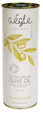 Aegle Polyphenols Rich Olive Oil Extra Virgin, Nuova Raccolta Precoce Novembre 2024, Monocultivar Koroneiki, Estratto a Freddo, Singola Tenuta - Messenia Grecia, Lattina 1 Litro