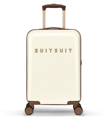 SUITSUIT Fab Seventies – Handgepäck-Koffer – TSA-Schloss – 4 Rollen – 33L – Weiß
