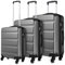 KONO Kofferset 3 Teilig Hartschale Reisekoffer ABS Leicht Trolley Rollkoffer Hartschalenkoffer Set - Klein Mittelgroß und Groß, Grau