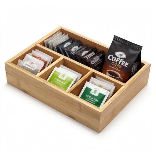 Porta bustine di tè, contenitore per bustine di tè in bambù, cestino per tè, organizer per pacchetti di zucchero, organizer per condimenti per caffè