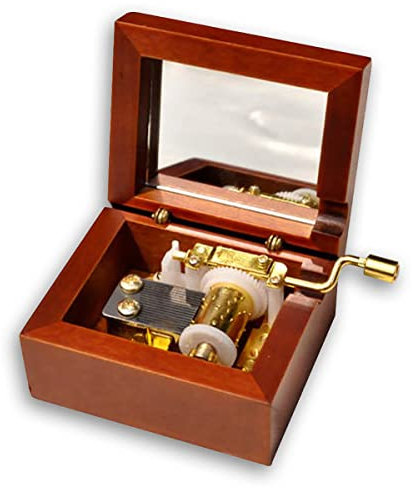 Braune Spieldose Birnenholz Handkurbel Spieluhr mit Sankyo Musik Mechanismus (Option 30 Melodien) (Moon River)