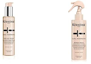 Kérastase | Pflegende Gel-Creme, 150 ml & Kérastase | Erfrischendes Trockenshampoo für jedes Haar, Für Geschmeidigkeit und Glanz, Refresh Absolu Spray, Curl Manifesto, 190 ml