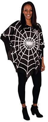 PartyXPeople Spinne Poncho Damenkostüm Spider Web Verkleidung Kostüm schwarz-silber 13702-STD