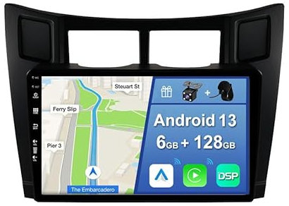 YUNTX [6GB+128GB] Autoradio 2 DIN Android 14 per Toyota Yaris XP90 (2005-2012)-[Incorporato Carplay/Android Auto/DSP/GPS]-9 pollici IPS Touchscreen-Camera+MIC-DAB/Mirror Link/Bluetooth 5.0/WiFi/USB/4G