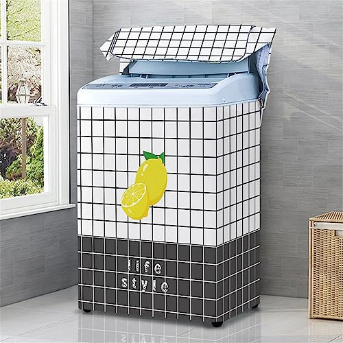 Odot Housse de Protection pour Machine à Laver Chargement par Le Haut Couvre-Machine Protecteur Anti-Poussière Couverture pour Machine Sèche-Linge et Lave-Linge (Citron,XL (8.5-12kg))