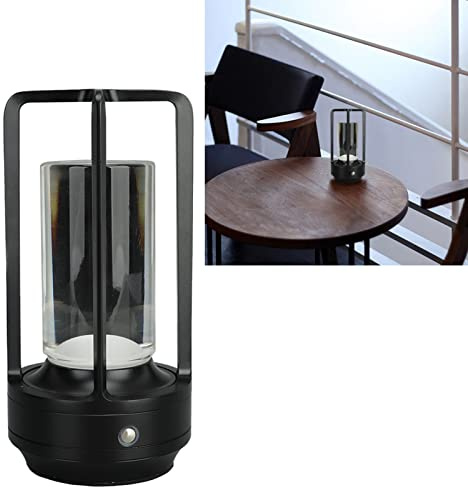 HEEPDD Nachttischlampe, Stufenlos Dimmbare Kabellose Tischlampe 3 Farben Aluminiumkristall für Wohnzimmer (Schwarz)
