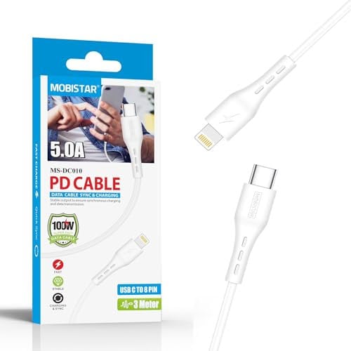 MOBISTAR USB C to iPhone Cable 3M - 100W iPhone Super Fast Charger Cable 5.0A PD Fast iPhone to Type C Charging Cable PVC Compatible with iPhone 14 13 12 11 Pro Max XR XS Max X 10 8 7 6 Plus SE