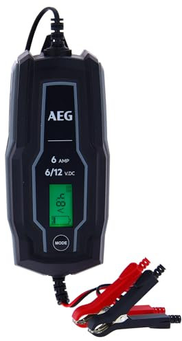 AEG 005188 Chargeur Batterie Voiture Moto 6V 12V, 6A, 4 à 150 Ah, Contrôle et Maintient de Charge Intelligent