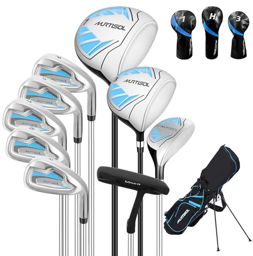 XDriveMax 10 Pieces Golf Clubs Full Set Mens Right Hand,Golf Set Includes Stand Bag with Rain Hood, 1#Driver 3#Wood #5 Hybrid,with 3 Head Covers, 6# 7# 8# 9# PW# Irons and Putter