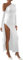 Womens Sexy Maxi Dress One Off The Shoulder Long Sleeve Side Slit A-line Long Dresses for Party Cocktail Wedding XS White