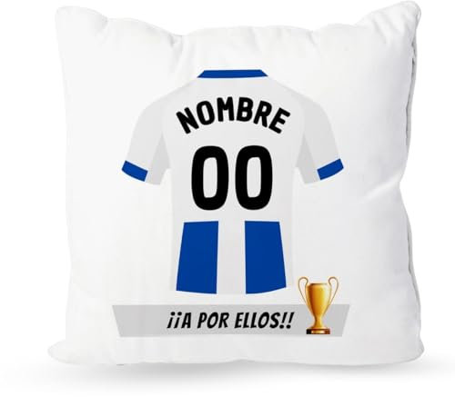 DEREGALOOS Cojín Personalizado Fútbol Español | Relleno Incluido | Medidas 35X35 cm | Regalo Original para Aficionados del Fútbol | Cosas de Futbol para Niños | Regalos Mundial Futbolistas