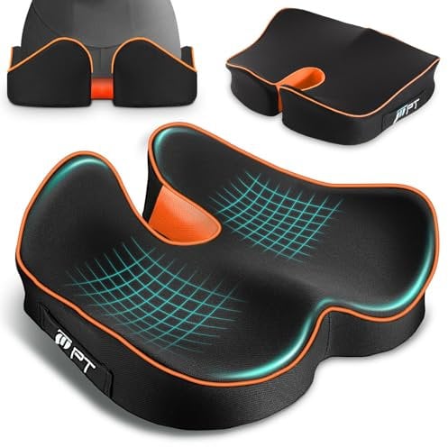 POOTACK Sitzkissen Orthopädisch, Ergonomisches Sitzkissen für Bürostuhl, Ermüdung Linderndes Hämorrhoiden Steißbeinkissen mit Memory Foam, Entlastet das Steißbein und Erhöht Sitzkomfort, Übergröße