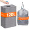 Lifewit 120L Pfandflaschen Sammelbehälter mit Deckel, Pfandsammler Organizer and Altglas Aufbewahrung mit Einwurf, Leergutbehälter fur Recycling Abstellraum Flaschentasche, Grau
