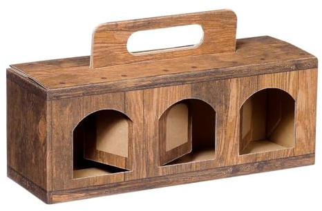 Feinkost-Tragekarton Gourmet Vintage Wellpappe für 3 Gläser 25 x 8 x 9 cm, 25 Stück