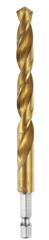 sourcing map 1/4 Hex Shank Twist Drill Bits 9mm Titanium Coated High Speed Steel Quick Change Hex Drilling Bit Jobber Drill Bits for Wood Plastic Metal, Gold